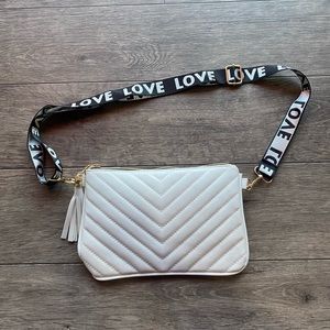 White Crossbody Love Bag Geometric Women’s Small Bag